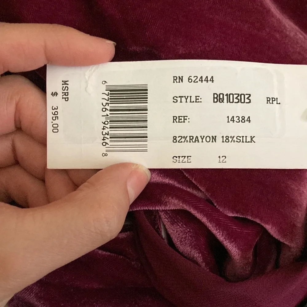 Nicole Miller Collection Silk Velvet One Shoulder Ruffle Cocktail Dress - Picture 4 of 4